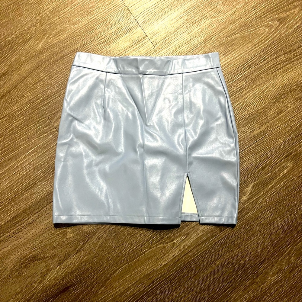 Shein blue leather skirt